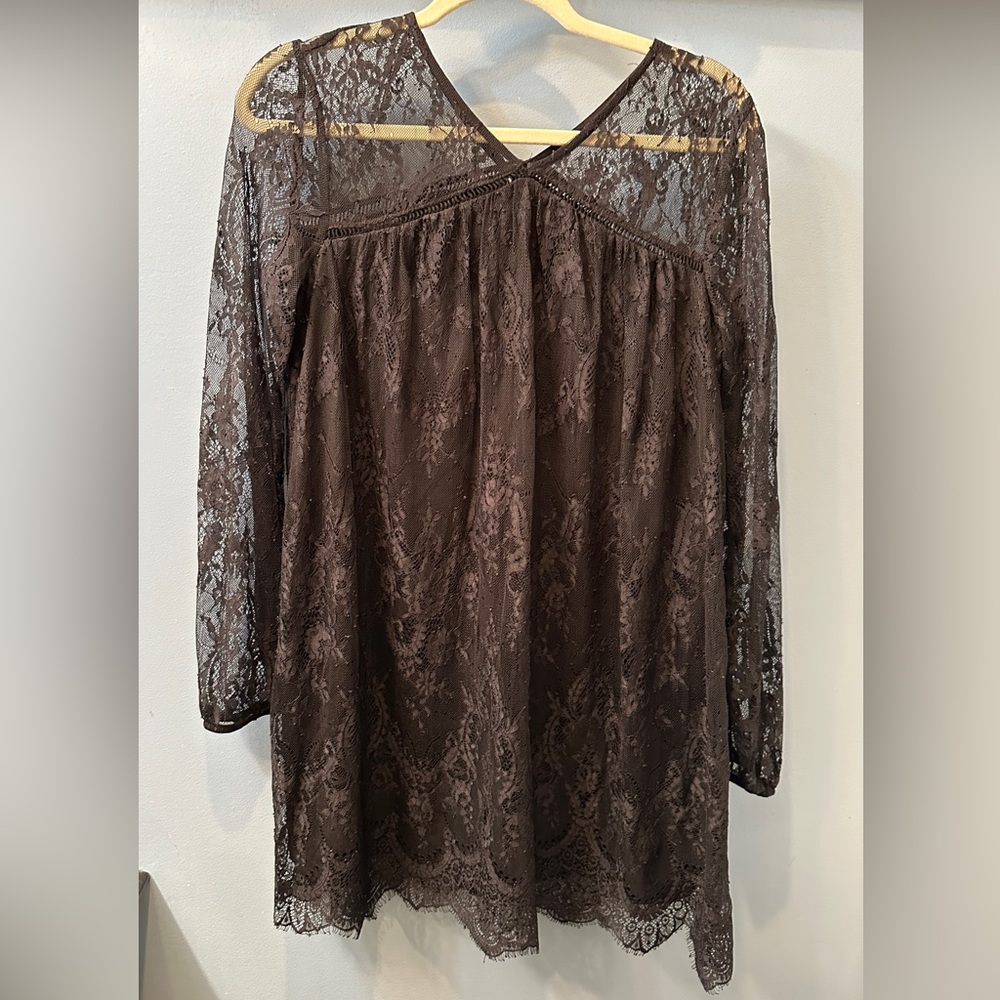Black Long Sleeve Lace shift dress size medium Target LBD Little black dress